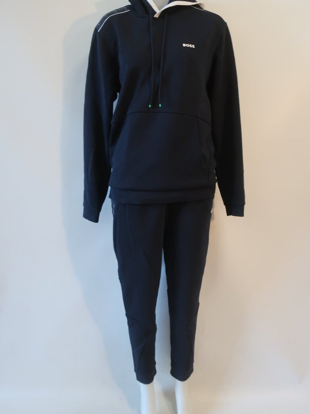 Mens Boss Dark Navy Blue (Item-3) Piping Trim Logo Tracksuit Hood Jogger Pant S